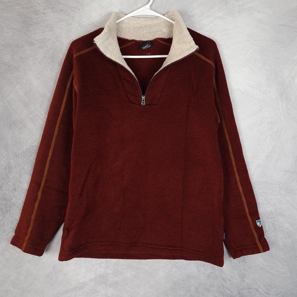 Kuhl 1/4 Zip Sweater Mens Small Red Fleece Alfpaca Mock Neck Pullover Hike